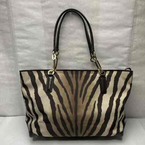 Coach w/COA Madison Eastwest Tote in Zebra Print Fabric - Picture 5 of 14